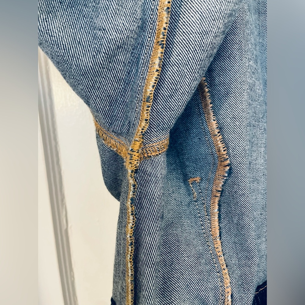 NWOT! Frame Denim Mixed Media Oversized Button Denim Mini Dress Size Medium - Picture 10 of 14